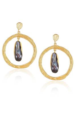 Black fresh water pearl casted dangler earrings 3
