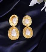 White fresh water pearls twin foil drop earrings