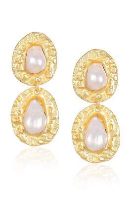 White fresh water pearls twin foil drop earrings 3