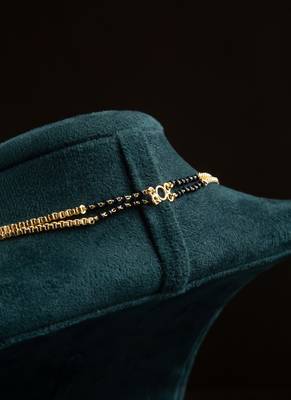 Golden And Black Beads Mangalsutra Long With Double Vati Tali 4