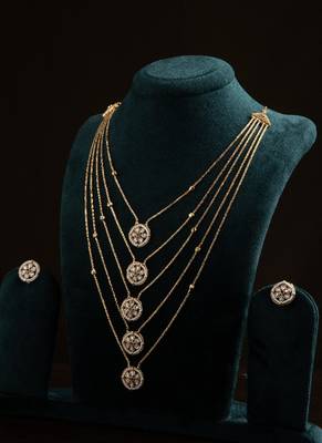 Elegant Gold Long Layer Chain with Round Pendant 1