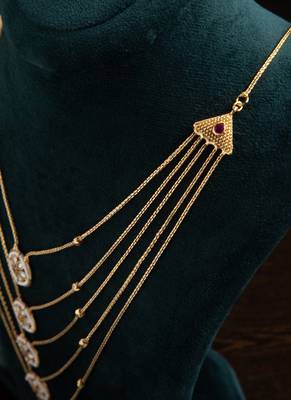 Elegant Gold Long Layer Chain with Round Pendant 2