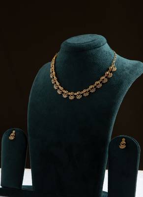 American diamond necklace set with intricate motifs 2