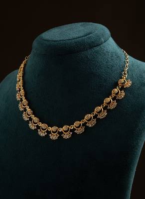 American diamond necklace set with intricate motifs 1