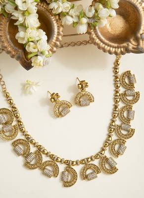 Gold and American Diamond Necklace Set 1