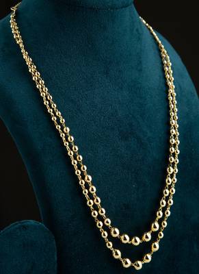Gold-Plated Two-Layer Necklace with Ball Design 2
