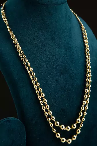 Gold-Plated Two-Layer Necklace with Ball Design