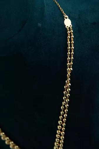 Gold-Plated Two-Layer Necklace with Ball Design
