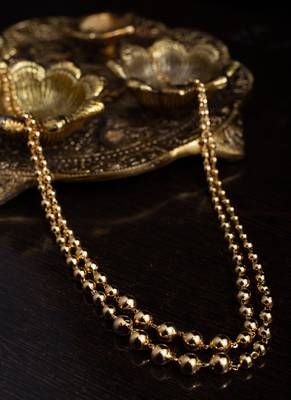 Gold-Plated Two-Layer Necklace with Ball Design 1