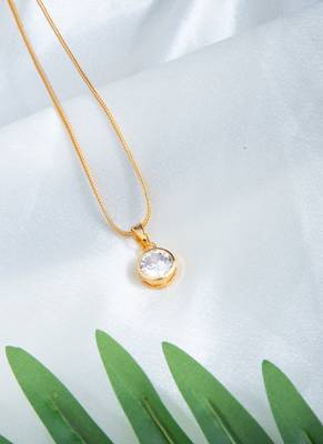Gold-Plated Chain with Small Diamond Pendant 1