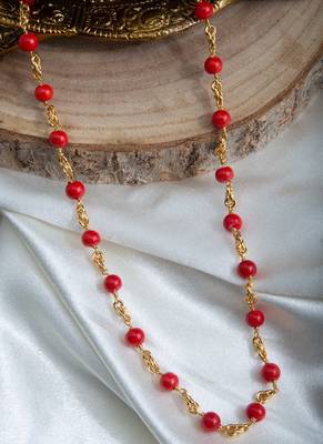 Gold-Plated Necklace with Orange Bead 1