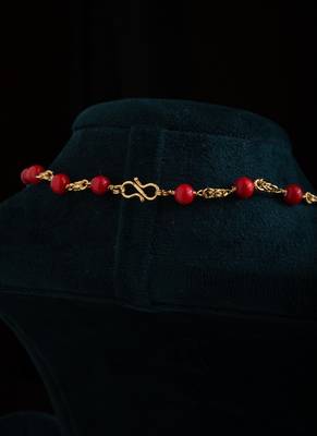 Gold-Plated Necklace with Orange Bead 2