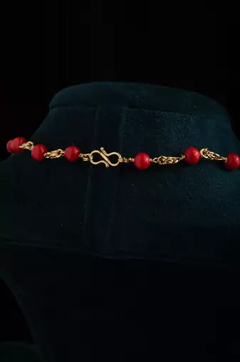 Gold-Plated Necklace with Orange Bead