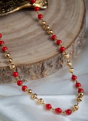 Gold-Plated Necklace with Orange Bead 1