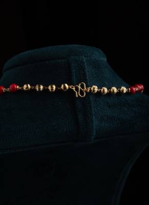 Gold-Plated Necklace with Orange Bead 2