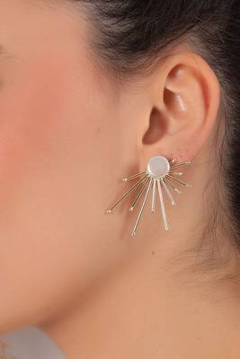 Pearl sun rays stud statement earring 5