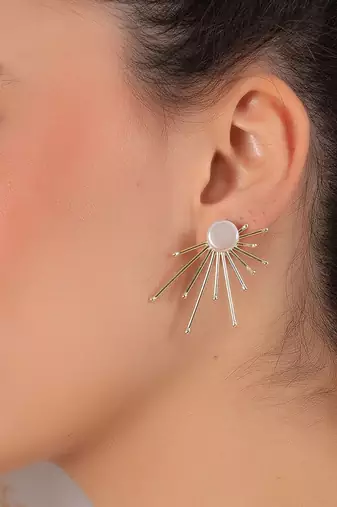Pearl sun rays stud statement earring