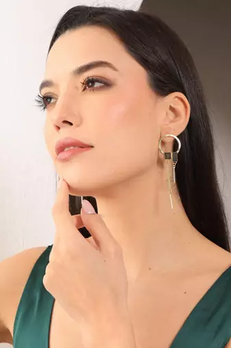 Labrodarite statement drop earring