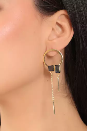 Labrodarite statement drop earring