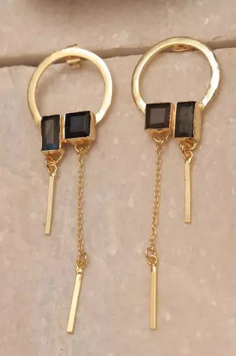 Labrodarite statement drop earring