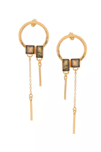 Labrodarite statement drop earring
