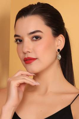 Black onyx with dalmation jasper earring 1