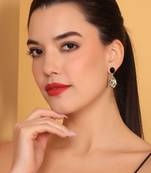 Black onyx with dalmation jasper earring