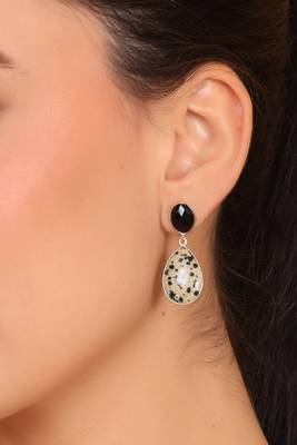 Black onyx with dalmation jasper earring 3