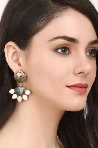 Black pearl enamel earrings