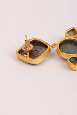 Black pearl enamel earrings 4