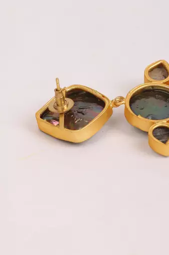 Black pearl enamel earrings