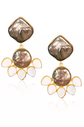 Black pearl enamel earrings