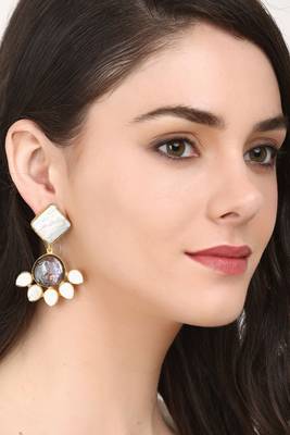 White pearl enamel earrings 2