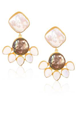 White pearl enamel earrings 3