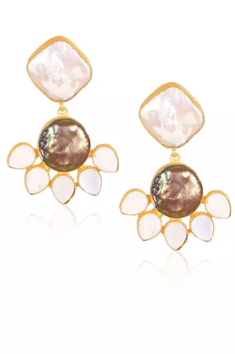 White pearl enamel earrings