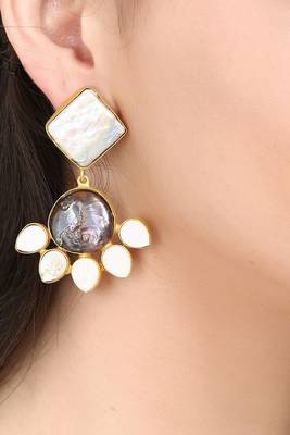 White pearl enamel earrings 4