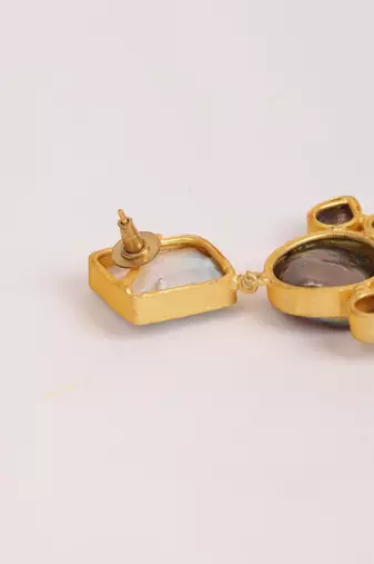 White pearl enamel earrings