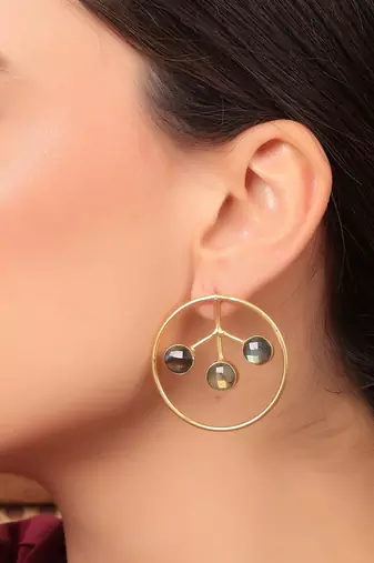 Labrodarite tree of life earring