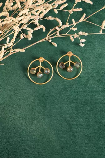 Labrodarite tree of life earring