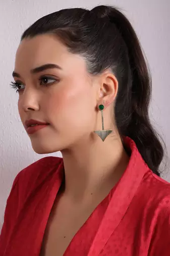 Green onyx egyptian long earring
