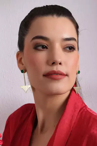 Green onyx egyptian long earring