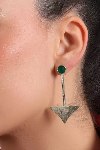 Green onyx egyptian long earring