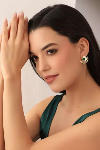Green onyx egyptian earring