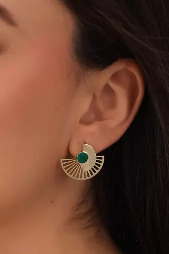 Green onyx egyptian earring
