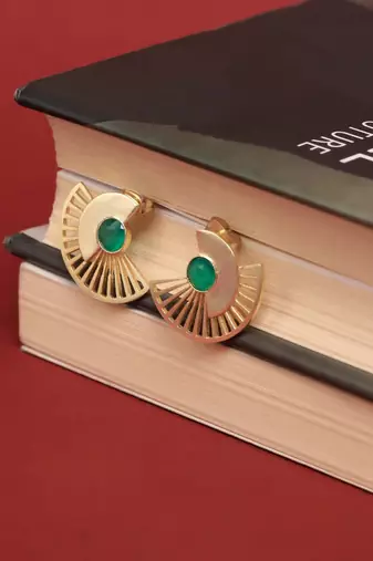 Green onyx egyptian earring
