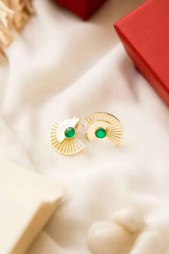 Green onyx egyptian earring