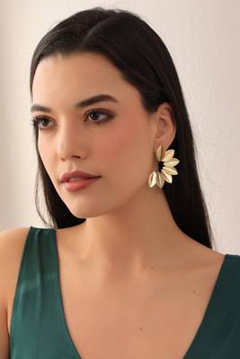 Gold leaf statement earring 1
