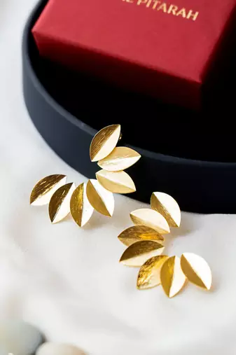 Gold leaf statement earring