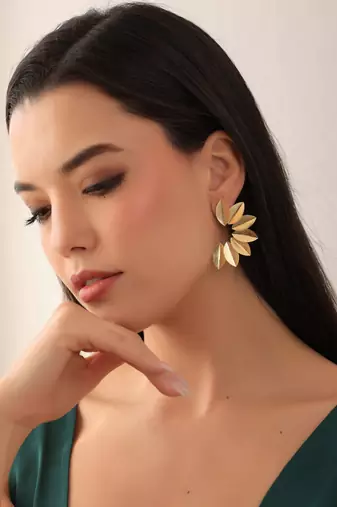 Gold leaf statement earring