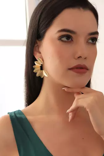 Gold leaf statement earring